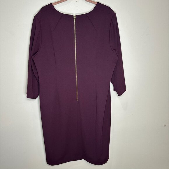 Calvin Klein 3/4 Sleeve Sheath Dress Size 22W Wine Church Event - Picture 7 of 7